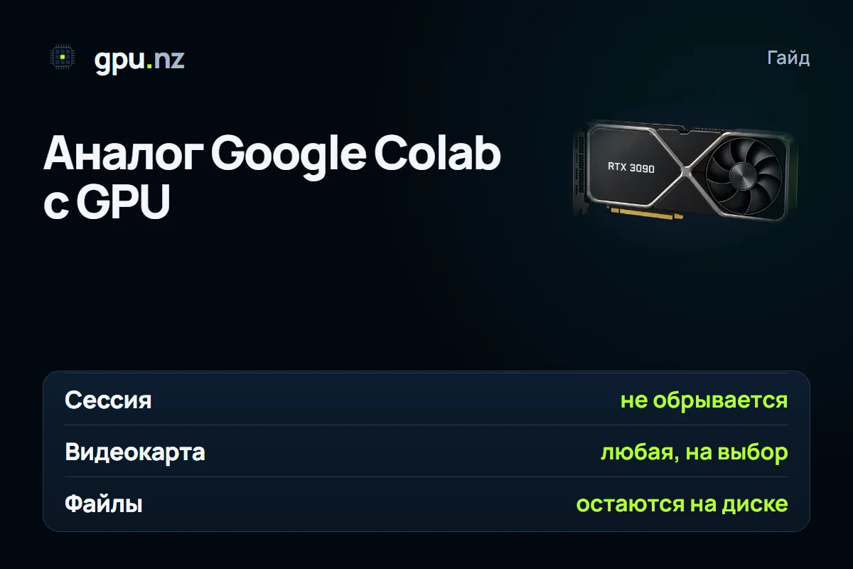 Аналог Google Colab с GPU: JupyterLab без ограничения сессии: главные цифры